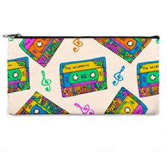 Seamless Pattern With Colorfu Cassettes Hippie Style Doodle Musical Texture Wrapping Fabric Vector Pencil Case by Amaryn4rt