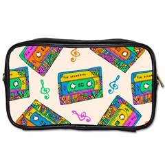 Seamless Pattern With Colorfu Cassettes Hippie Style Doodle Musical Texture Wrapping Fabric Vector Toiletries Bag (one Side) by Amaryn4rt