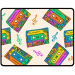 Seamless Pattern With Colorfu Cassettes Hippie Style Doodle Musical Texture Wrapping Fabric Vector Fleece Blanket (Medium)  60 x50  Blanket Front