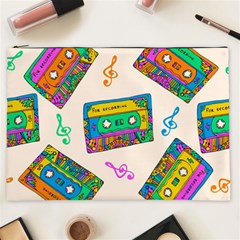 Seamless Pattern With Colorfu Cassettes Hippie Style Doodle Musical Texture Wrapping Fabric Vector Cosmetic Bag (xxl) by Amaryn4rt