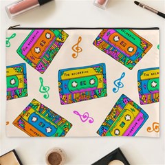 Seamless Pattern With Colorfu Cassettes Hippie Style Doodle Musical Texture Wrapping Fabric Vector Cosmetic Bag (xxxl) by Amaryn4rt