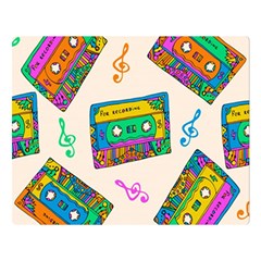 Seamless Pattern With Colorfu Cassettes Hippie Style Doodle Musical Texture Wrapping Fabric Vector Double Sided Flano Blanket (large)  by Amaryn4rt