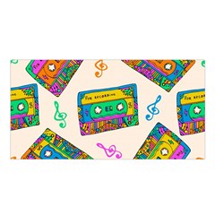 Seamless Pattern With Colorfu Cassettes Hippie Style Doodle Musical Texture Wrapping Fabric Vector Satin Shawl by Amaryn4rt