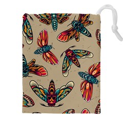 Tattoos Colorful Seamless Pattern Drawstring Pouch (5xl) by Amaryn4rt