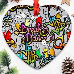 Hip Hop Background Ornament (heart) by Amaryn4rt