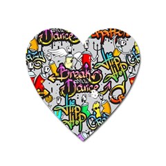 Hip Hop Background Heart Magnet by Amaryn4rt