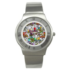 Hip Hop Background Stainless Steel Watch by Amaryn4rt