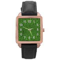 Seamless Pattern Crocodile Leather Rose Gold Leather Watch  by Amaryn4rt