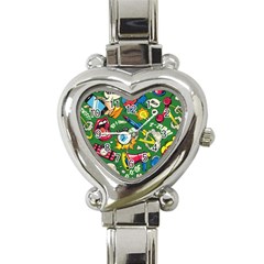 Pop Art Colorful Seamless Pattern Heart Italian Charm Watch by Amaryn4rt