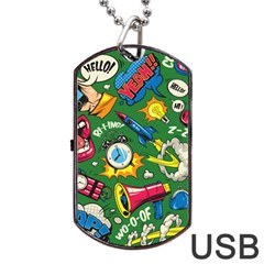 Pop Art Colorful Seamless Pattern Dog Tag Usb Flash (two Sides) by Amaryn4rt