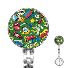 Pop Art Colorful Seamless Pattern Stainless Steel Nurses Watch by Amaryn4rt