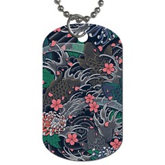 Japanese Wave Koi Illustration Seamless Pattern Dog Tag (two Sides) by Amaryn4rt