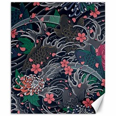 Japanese Wave Koi Illustration Seamless Pattern Canvas 8  X 10  by Amaryn4rt