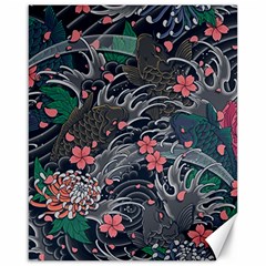 Japanese Wave Koi Illustration Seamless Pattern Canvas 16  X 20  by Amaryn4rt