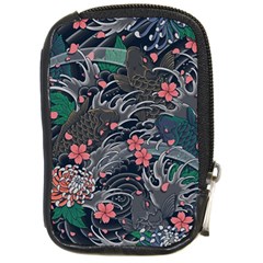 Japanese Wave Koi Illustration Seamless Pattern Compact Camera Leather Case by Amaryn4rt