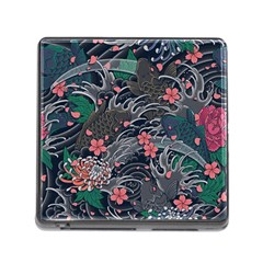 Japanese Wave Koi Illustration Seamless Pattern Memory Card Reader (square 5 Slot) by Amaryn4rt