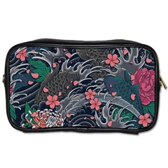 Japanese Wave Koi Illustration Seamless Pattern Toiletries Bag (one Side) by Amaryn4rt