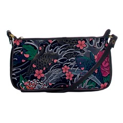 Japanese Wave Koi Illustration Seamless Pattern Shoulder Clutch Bag by Amaryn4rt