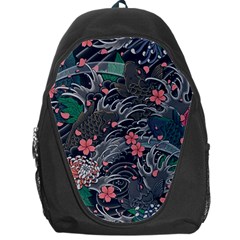 Japanese Wave Koi Illustration Seamless Pattern Backpack Bag by Amaryn4rt