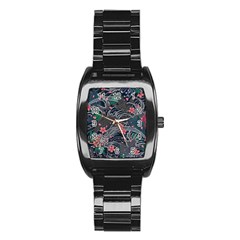 Japanese Wave Koi Illustration Seamless Pattern Stainless Steel Barrel Watch by Amaryn4rt