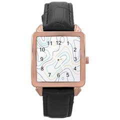 Abstract Colorful Topographic Map Design Vector Rose Gold Leather Watch  by Amaryn4rt