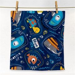 Seamless Pattern Vector Submarine With Sea Animals Cartoon Face Towel by Amaryn4rt