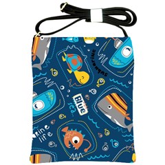 Seamless Pattern Vector Submarine With Sea Animals Cartoon Shoulder Sling Bag by Amaryn4rt