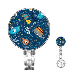 Seamless Pattern Vector Submarine With Sea Animals Cartoon Stainless Steel Nurses Watch by Amaryn4rt