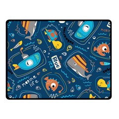 Seamless Pattern Vector Submarine With Sea Animals Cartoon Double Sided Fleece Blanket (small)  by Amaryn4rt