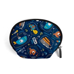 Seamless Pattern Vector Submarine With Sea Animals Cartoon Accessory Pouch (small) by Amaryn4rt