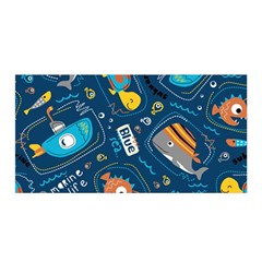 Seamless Pattern Vector Submarine With Sea Animals Cartoon Satin Wrap by Amaryn4rt