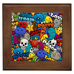 Graffiti Characters Seamless Pattern Framed Tile by Amaryn4rt