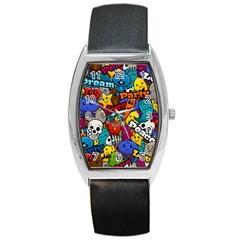 Graffiti Characters Seamless Pattern Barrel Style Metal Watch by Amaryn4rt