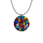 Graffiti Characters Seamless Pattern 1  Button Necklace Front