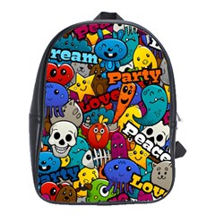 Graffiti Characters Seamless Pattern School Bag (large) by Amaryn4rt