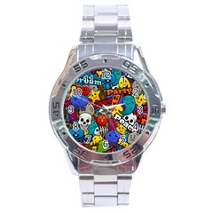 Graffiti Characters Seamless Pattern Stainless Steel Analogue Watch by Amaryn4rt