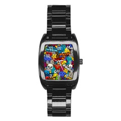 Graffiti Characters Seamless Pattern Stainless Steel Barrel Watch by Amaryn4rt