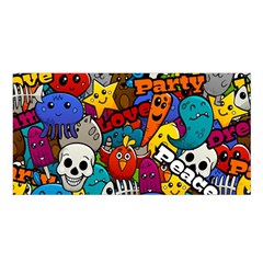 Graffiti Characters Seamless Pattern Satin Shawl by Amaryn4rt