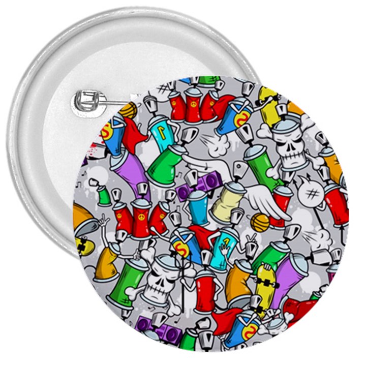 Graffit Characters Seamless Pattern Art 3  Buttons