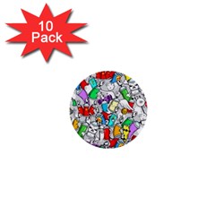 Graffit Characters Seamless Pattern Art 1  Mini Buttons (10 Pack)  by Amaryn4rt