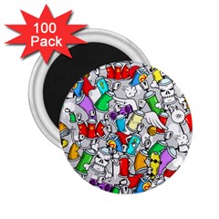 Graffit Characters Seamless Pattern Art 2 25  Magnets (100 Pack)  by Amaryn4rt