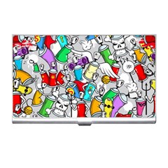 Graffit Characters Seamless Pattern Art Business Card Holder by Amaryn4rt