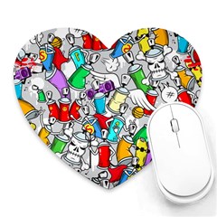 Graffit Characters Seamless Pattern Art Heart Mousepads by Amaryn4rt