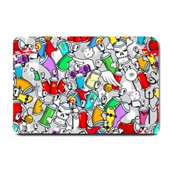 Graffit Characters Seamless Pattern Art Small Doormat  by Amaryn4rt