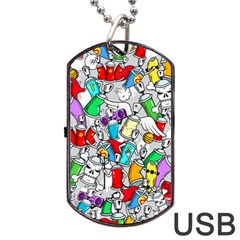 Graffit Characters Seamless Pattern Art Dog Tag Usb Flash (one Side) by Amaryn4rt