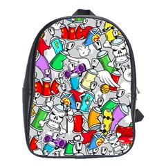 Graffit Characters Seamless Pattern Art School Bag (xl) by Amaryn4rt