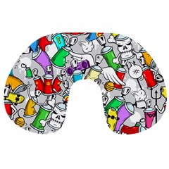 Graffit Characters Seamless Pattern Art Travel Neck Pillow by Amaryn4rt