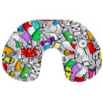 Graffit Characters Seamless Pattern Art Travel Neck Pillow Back