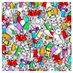 Graffit Characters Seamless Pattern Art Wooden Puzzle Square by Amaryn4rt