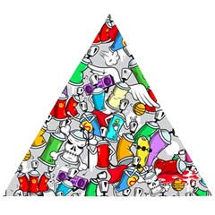 Graffit Characters Seamless Pattern Art Wooden Puzzle Triangle by Amaryn4rt